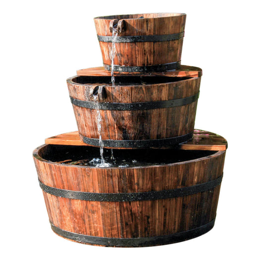 Outdoor Brunnen Acqua Arte Set Edinburgh inkl. Pumpe, rustikales Wasserspiel, Holz