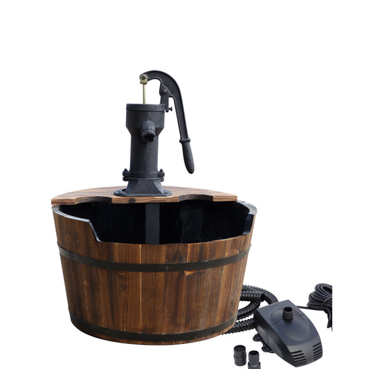 Wasserspiel Newcastle Set, Outdoor Brunnen, rustikales Holzfass
