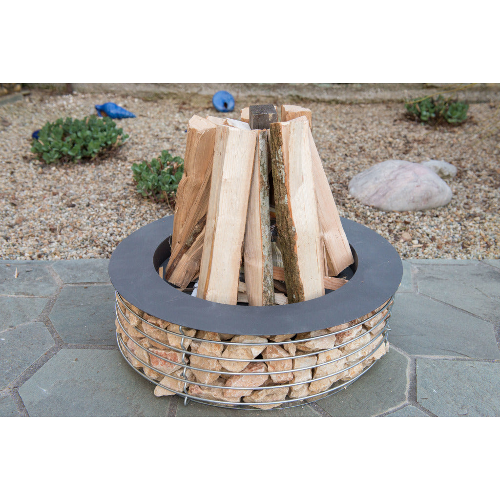 Gabione Feuerschale, Zylinder, XL, Gartendekoration