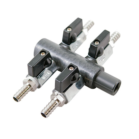 Luftverteilerhahn - 4x 8mm Anschlüsse für Belüftungspumpe Alita 40 - 150 , Teichbelüftung