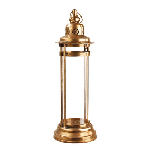 METALL LATERNE 18X52CM GOLD mit Glas
