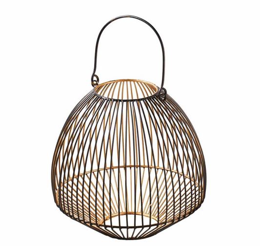 METALL WINDLICHT MIT HENKEL, Goldoptik, Dekoration