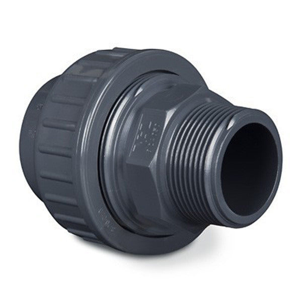 PVC-U Verschraubung 50mm X 1 1/2 Zoll AG 1 Klebemuffen 1 AG, DIN 8063/DIN 2999, PN10