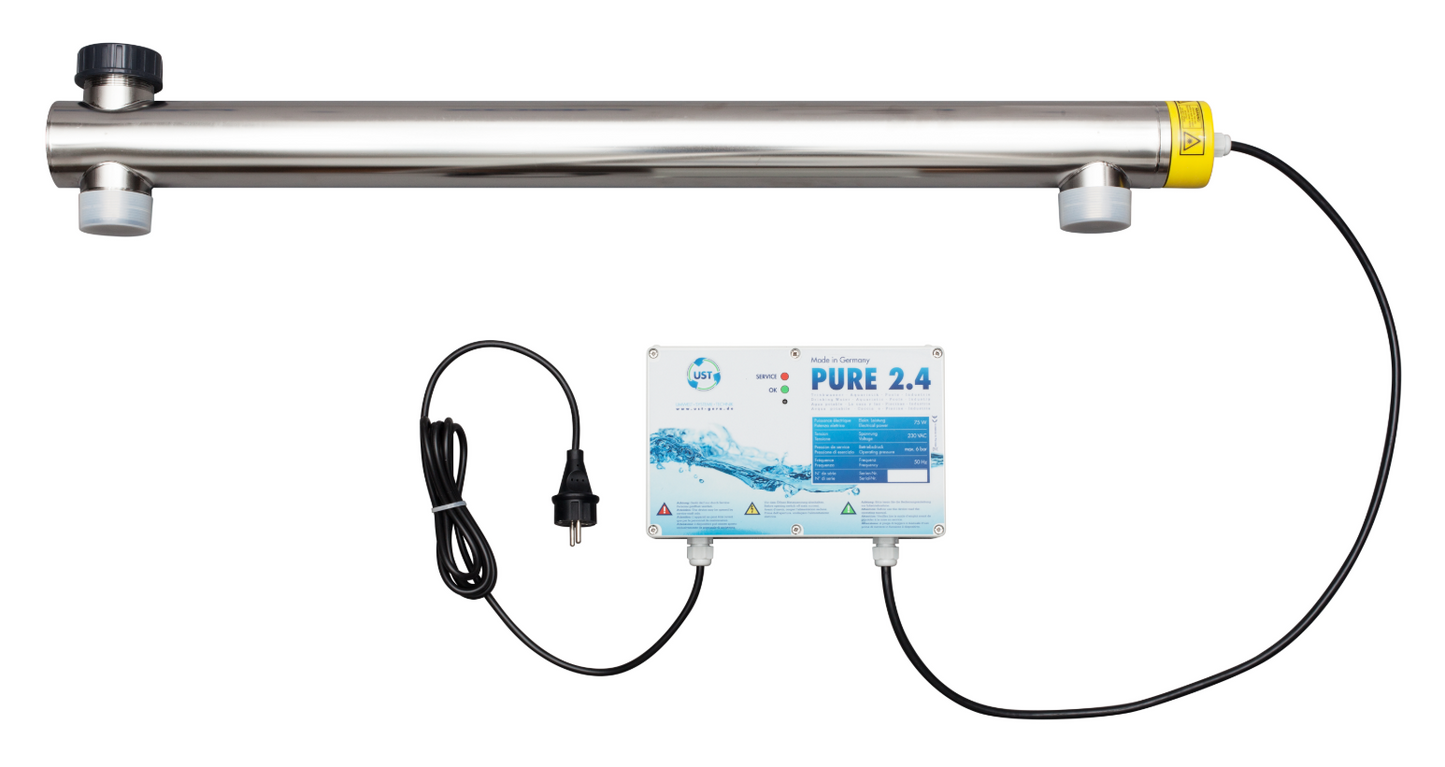 UST UV-C Klärgerät 75 Watt mit Edelstahlgehäuse, Teich, Fadenalgen, klares Wasser