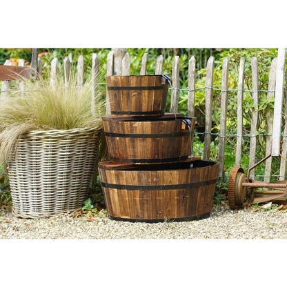 Acqua Arte Set Edinburgh inkl. Pumpe, Outdoor Brunnen, rustikales Wasserspiel, Holz