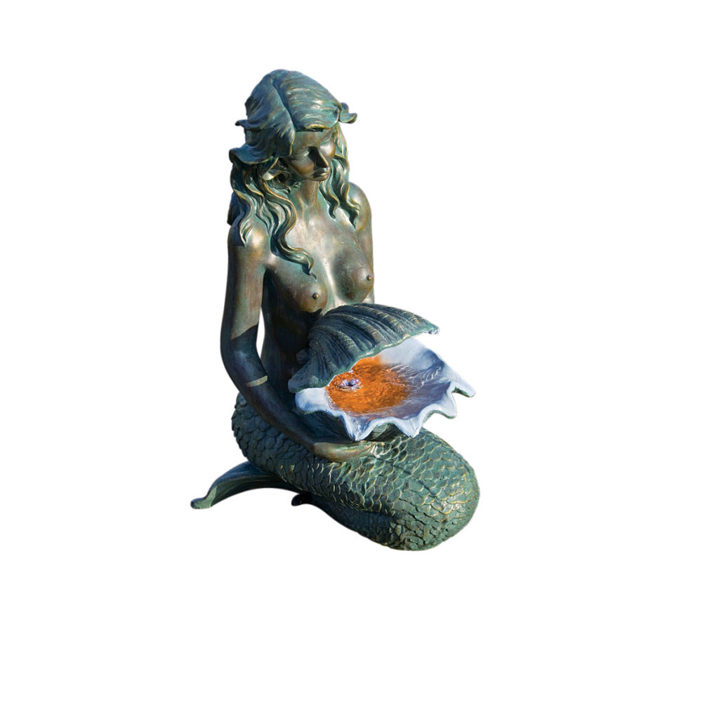 Outdoor Brunnen Acqua Arte Set Oslo, bronzefarbige Meerjungfrau