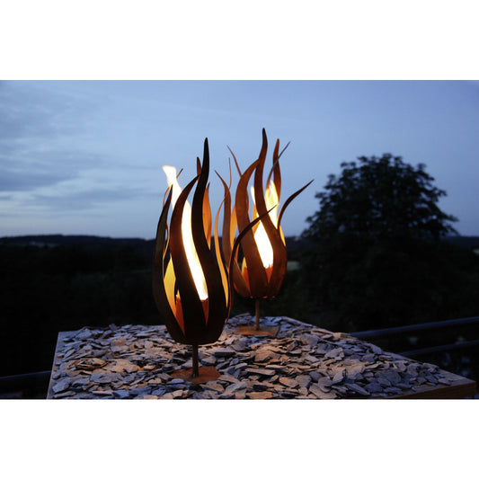 Feuerblume "Fiamma" auf Platte - rost, H50cm, Gartendekoration