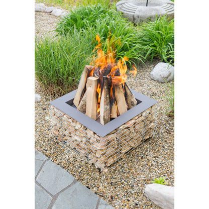 Gabione Feuerschale, Quader, XL H300, Gartendekoration