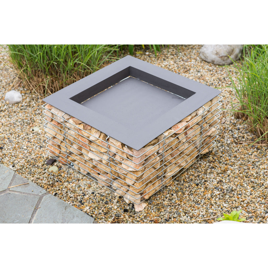 Gabione Feuerschale, Quader, H300, Gartendekoration