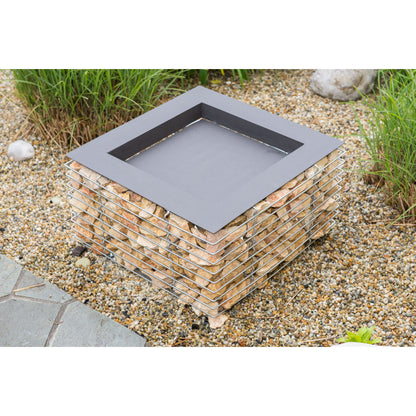 Gabione Feuerschale, Quader, H300, Gartendekoration