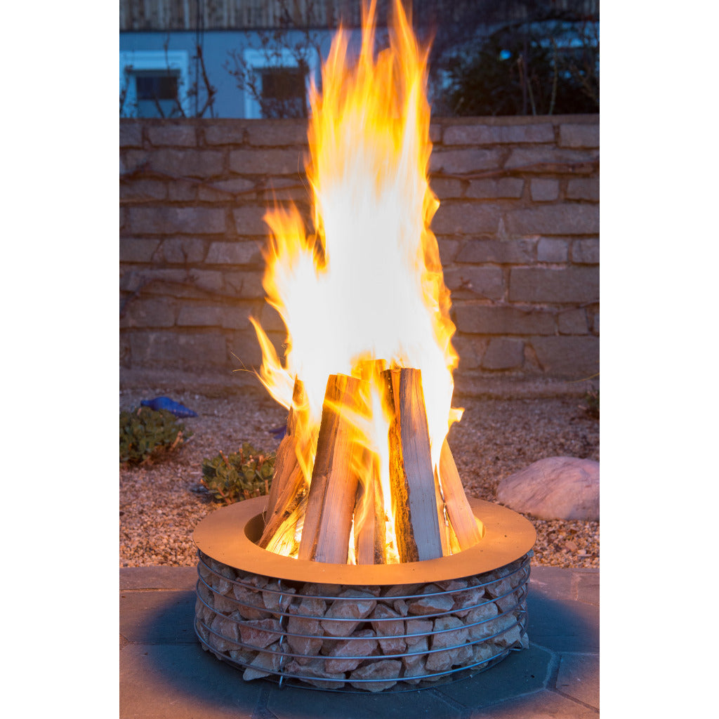 Gabione Feuerschale, Zylinder, XL H300, Gartendekoration