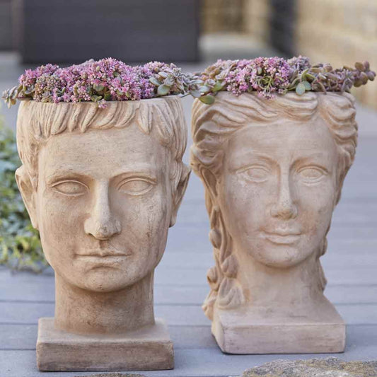 TERRACOTTA HEAD TC965 FOR PLANTING H 28CM CAPPUCCINO
