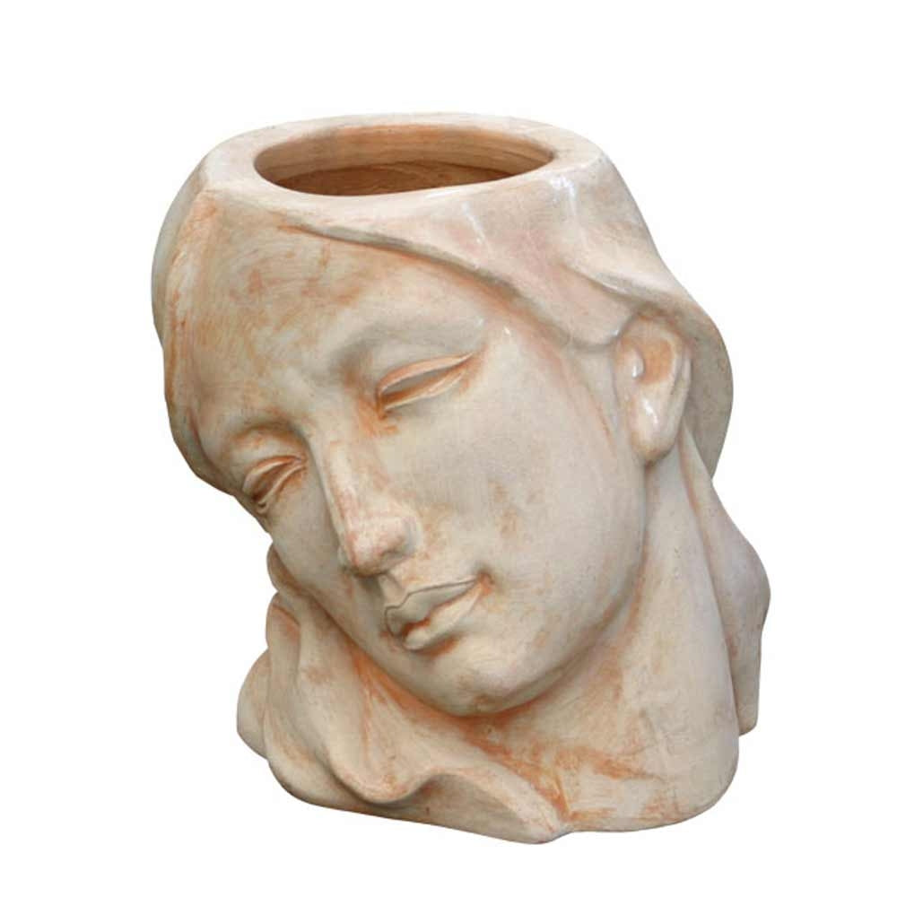 TÊTE FILLETTE TERRE CUITE À PLANTER H 28 CM TERRA