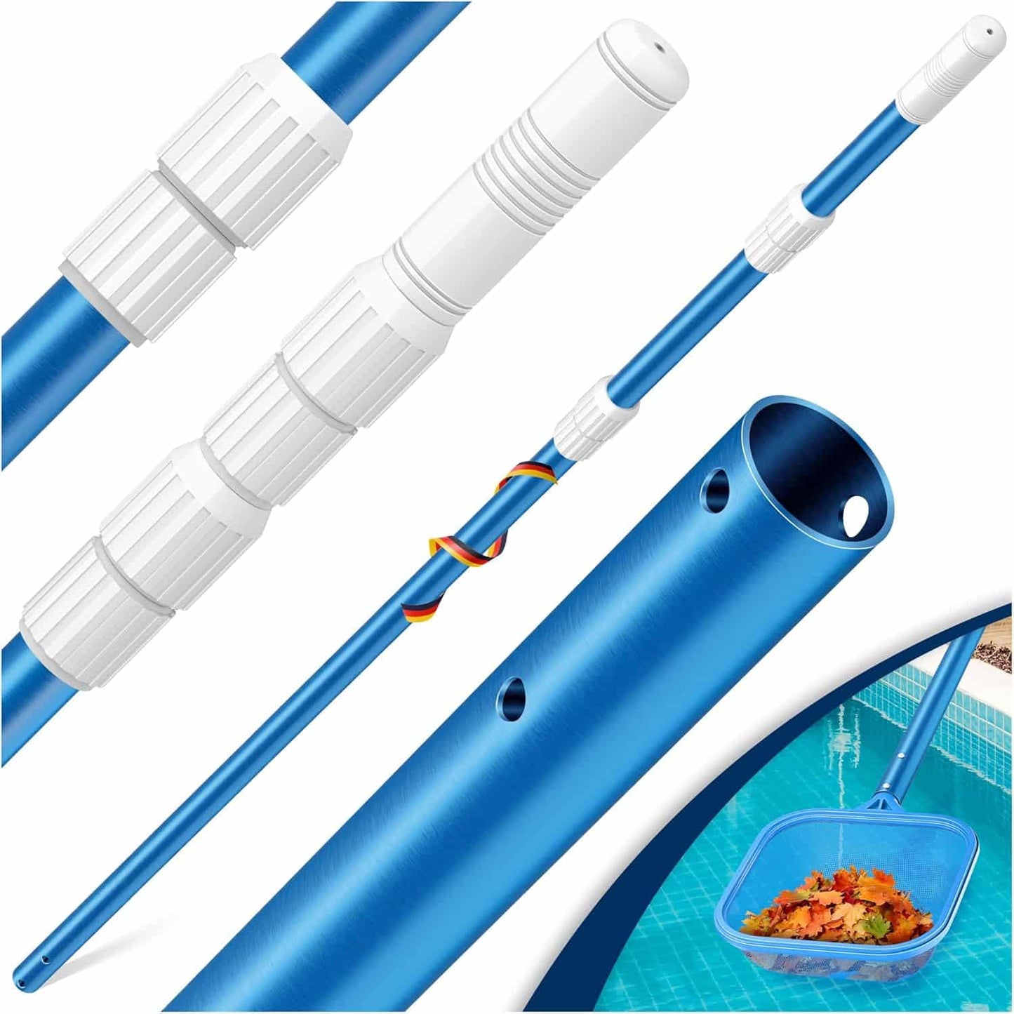 Perche télescopique en aluminium, 120-360cm - compatible avec tous les accessoires