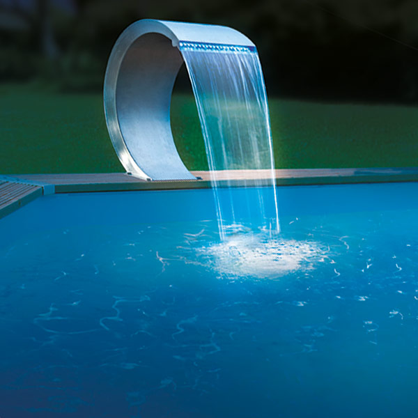 Wasserfall INOX LED blau, Teichbau, Gartenteich, Fischteich