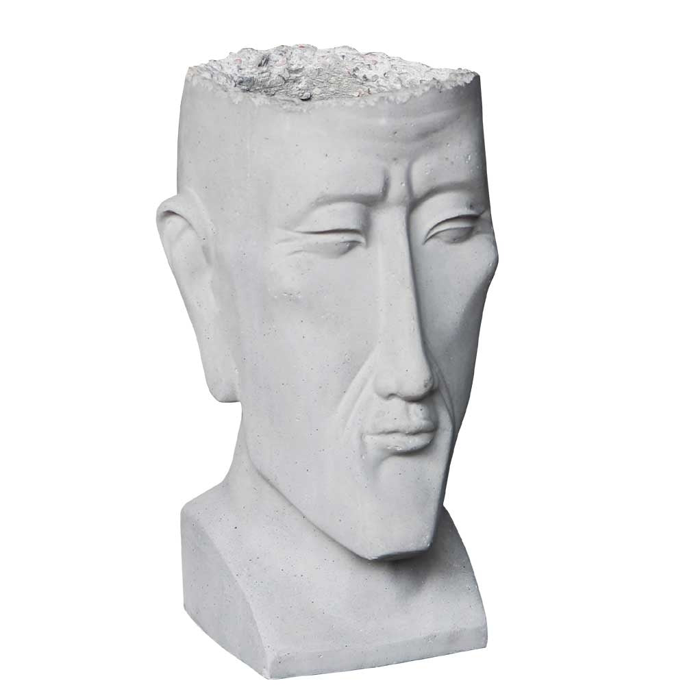TÊTE EN CIMENT BT368 À PLANTER H 46CM GRISE